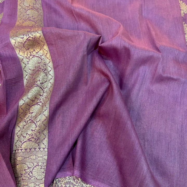 Pinkish Lavender Munga Silk Banarasi Saree