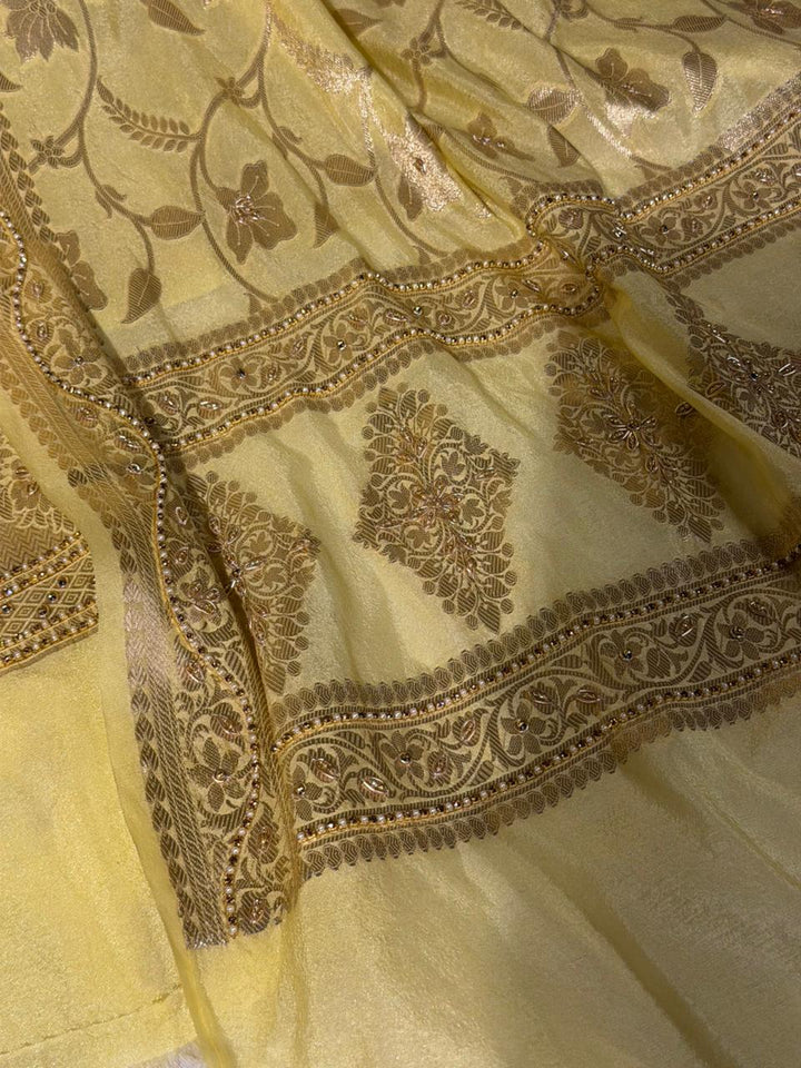 Pista Green Chinia Silk Premium Handwork Suit