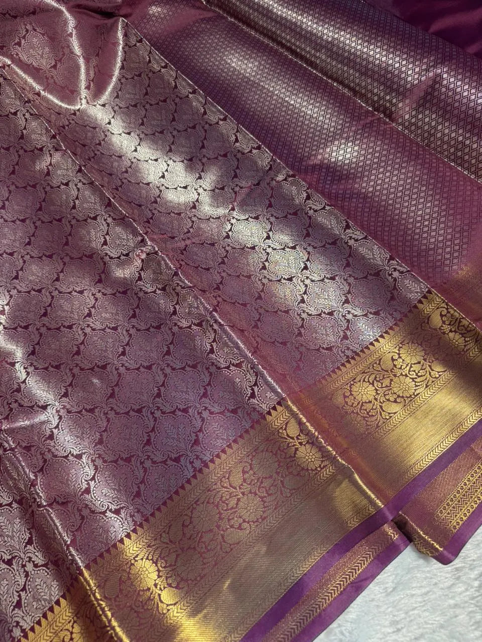 Pooja Hegde inspired kanjivaram tissue silk saree with rich pallu and blouse 