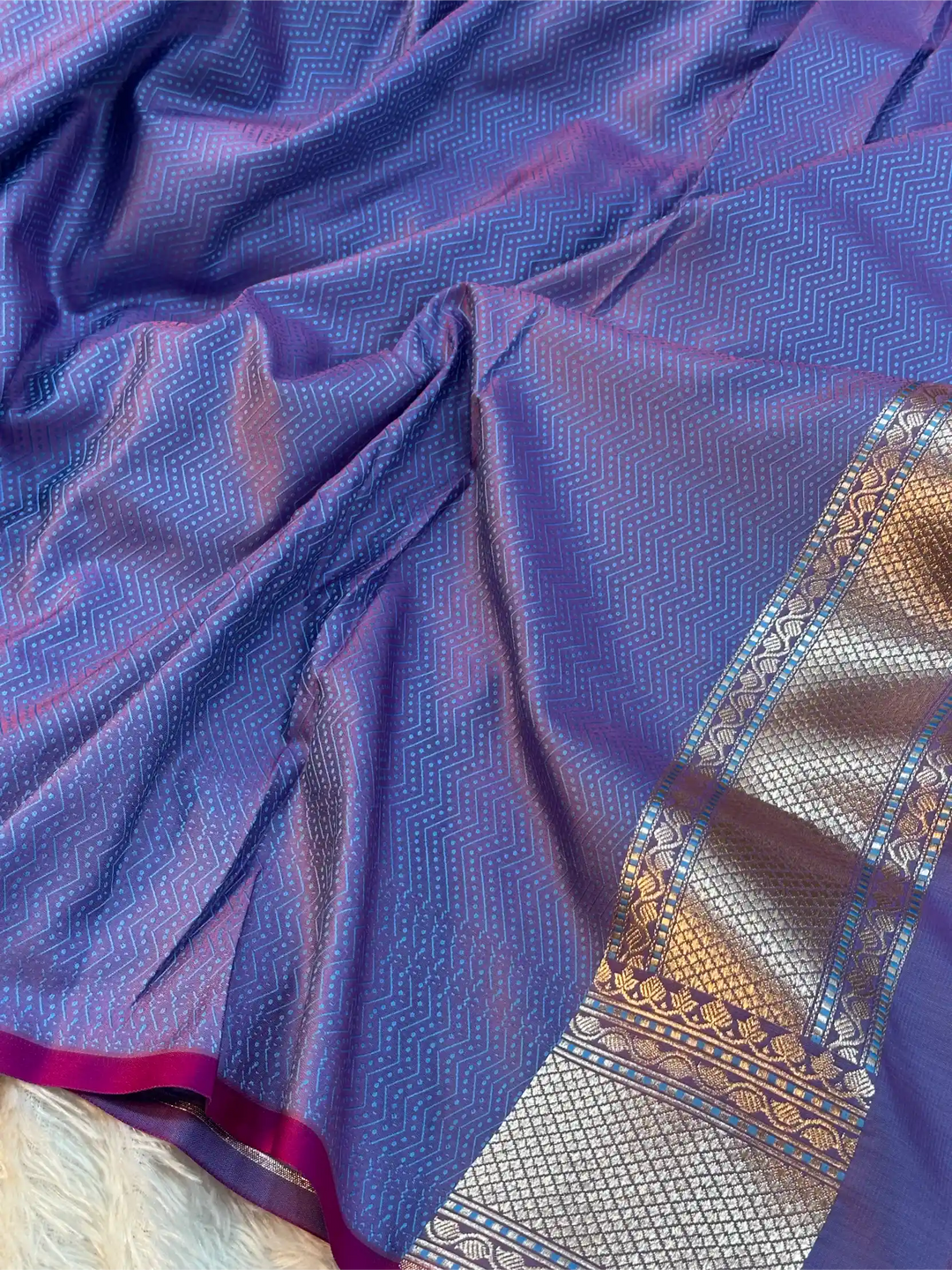Powder Blue Intricate Mashru Katan Silk Tanchoi Banarasi Saree