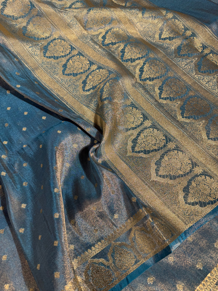 Powder Blue Breathable Soft Tissue Silk Saree