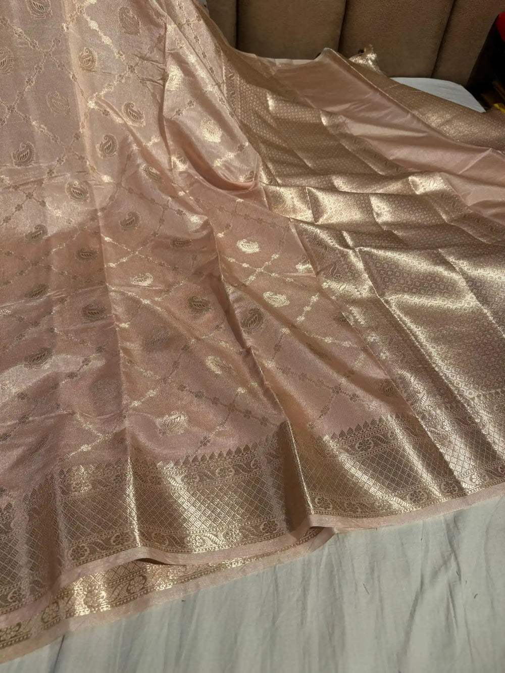 Premium Banarasi Chiniya Silk Saree with Rich Pallu and Blouse 