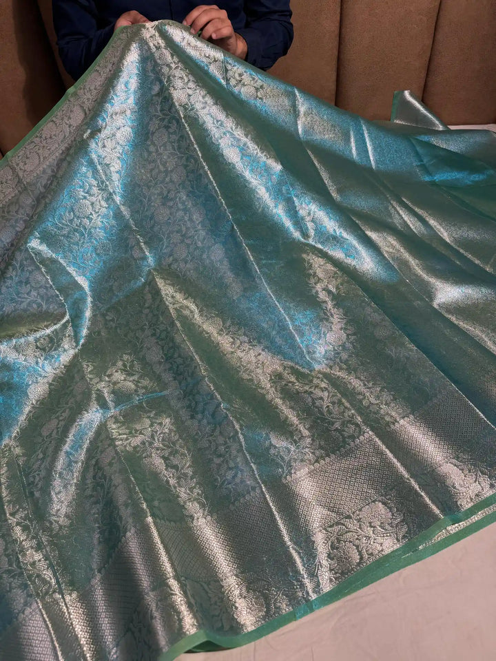 Premium Banarasi Glass Tissue Saree with Dual Tone