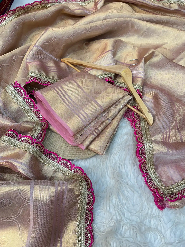 Premium Banarasi Tissue Silk Saree with Exclusive Lace Work