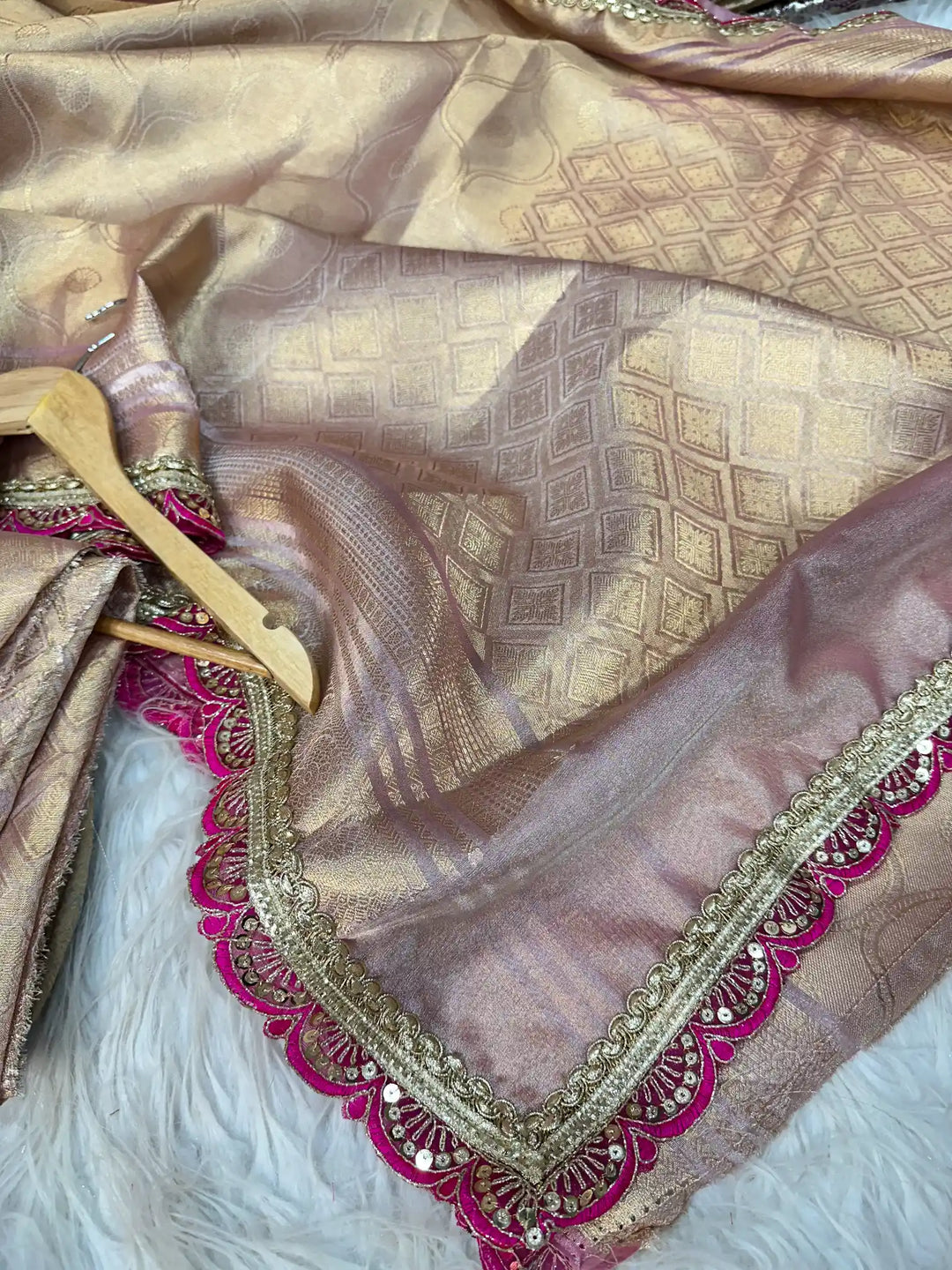 Premium Banarasi Tissue Silk Saree with Exclusive Lace Work