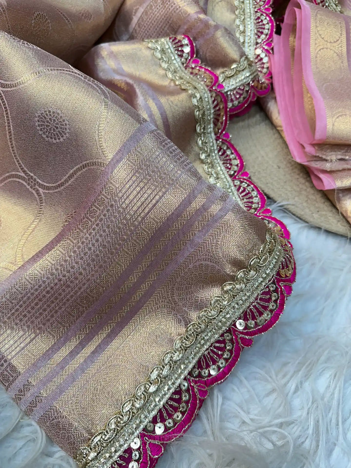 Premium Banarasi Tissue Silk Saree with Exclusive Lace Work