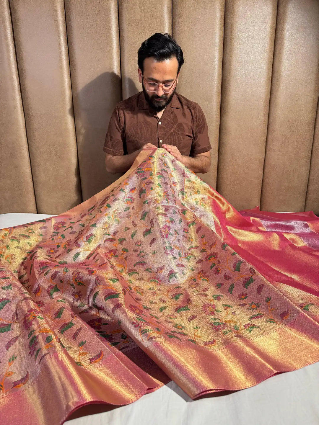 Premium Banarasi Tissue Silk Saree with Organic Print