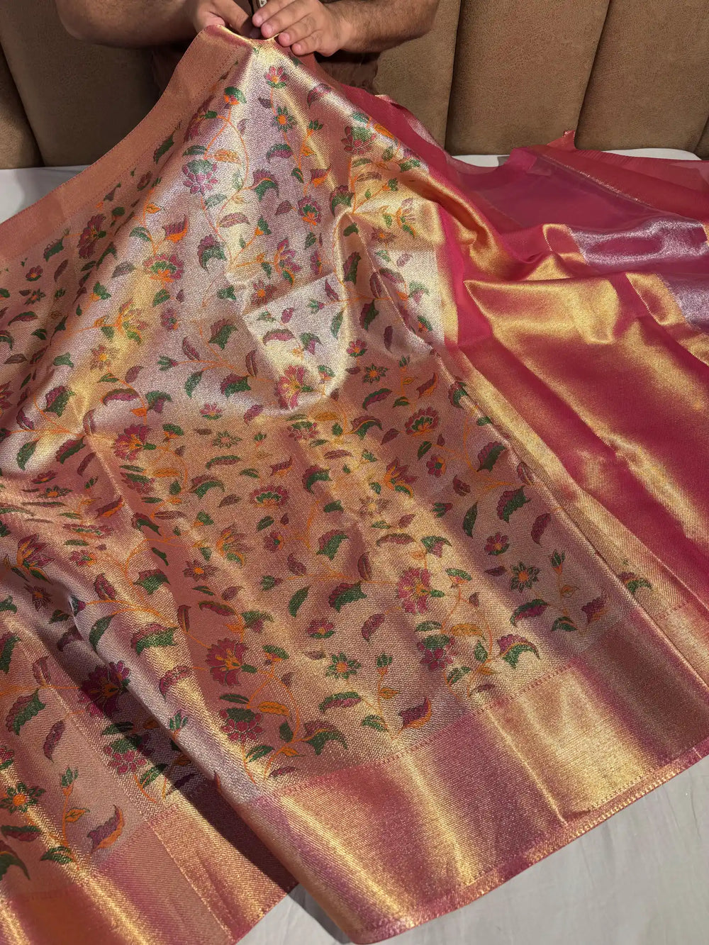 Premium Banarasi Tissue Silk Saree with Organic Print