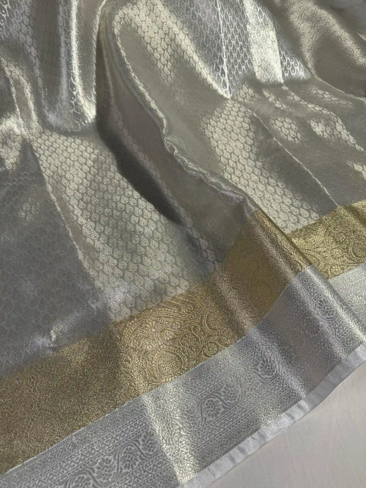 Premium Banarasi Tissue Silk Saree with Rich Pallu and Blouse 