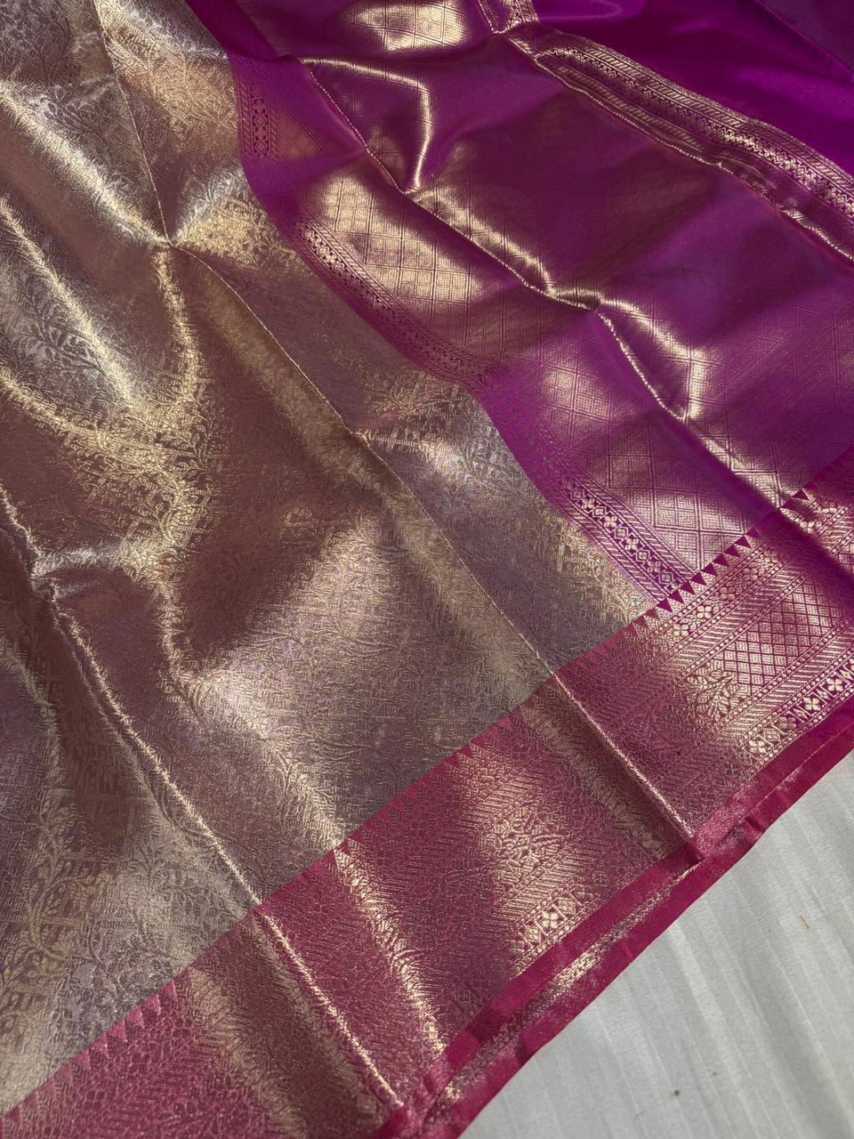 Premium Kanjivaram Bridal Tissue Silk Saree with Rich pallu and blouse