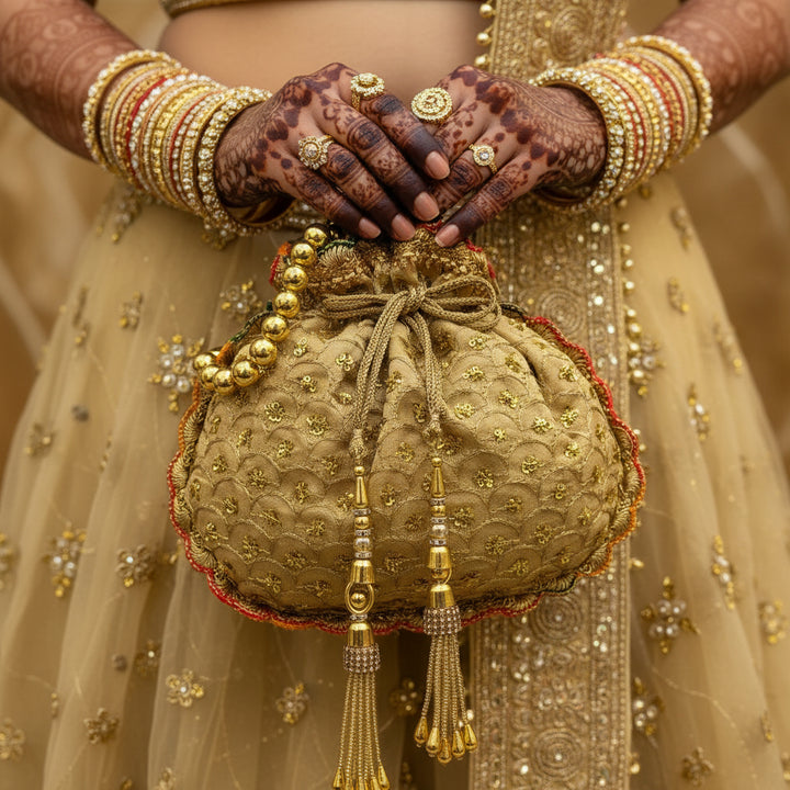 Premium Potli Bag With Lace Work & Tassels