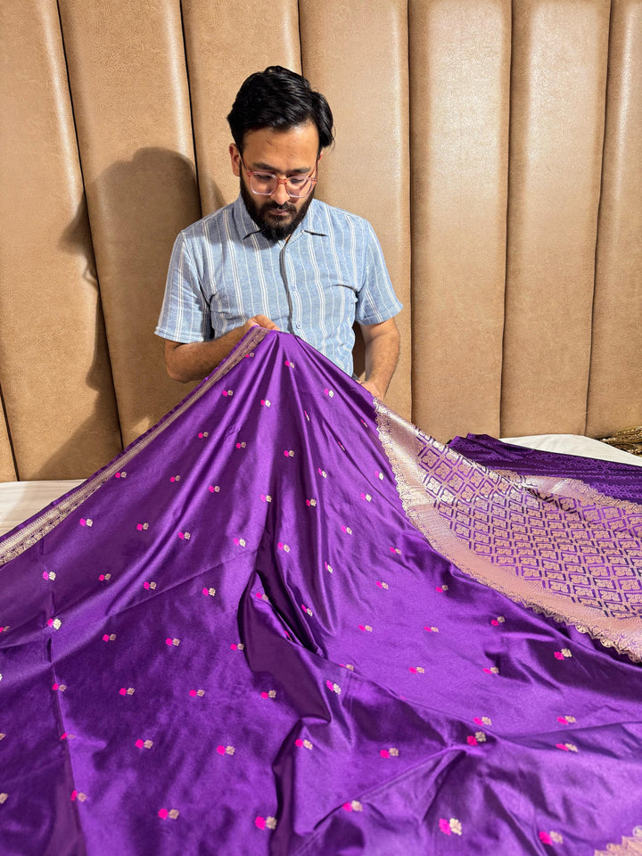 Premium Purple Shade Mashru Katan Silk Saree