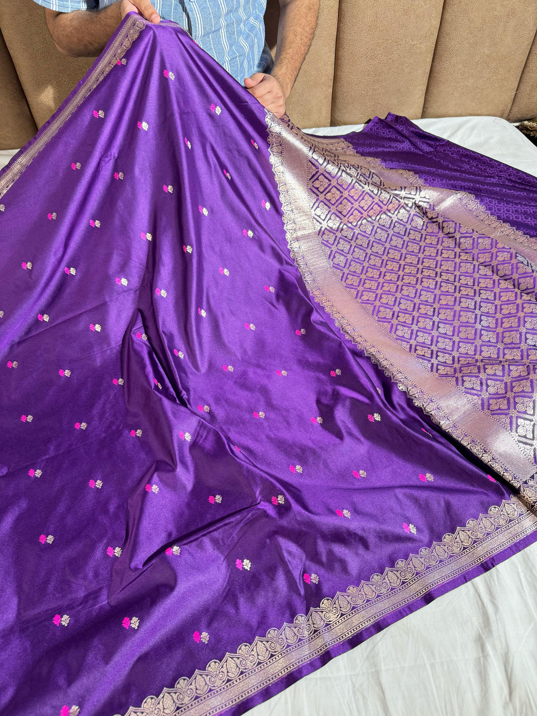 Premium Purple Shade Mashru Katan Silk Saree