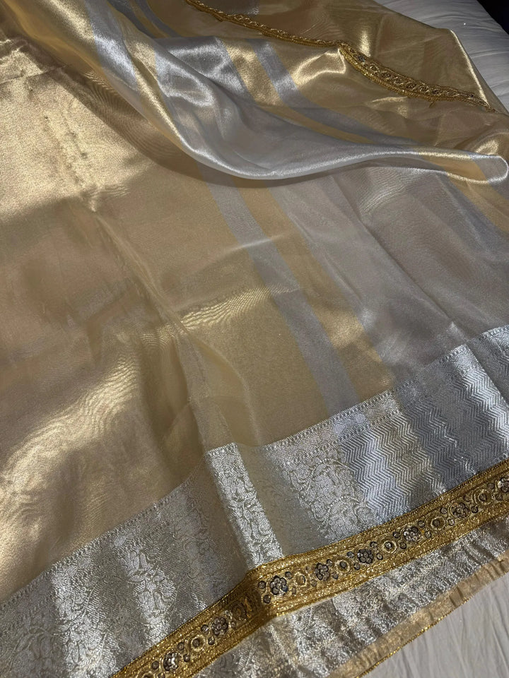 Premium Shade tissue silk saree with lacework