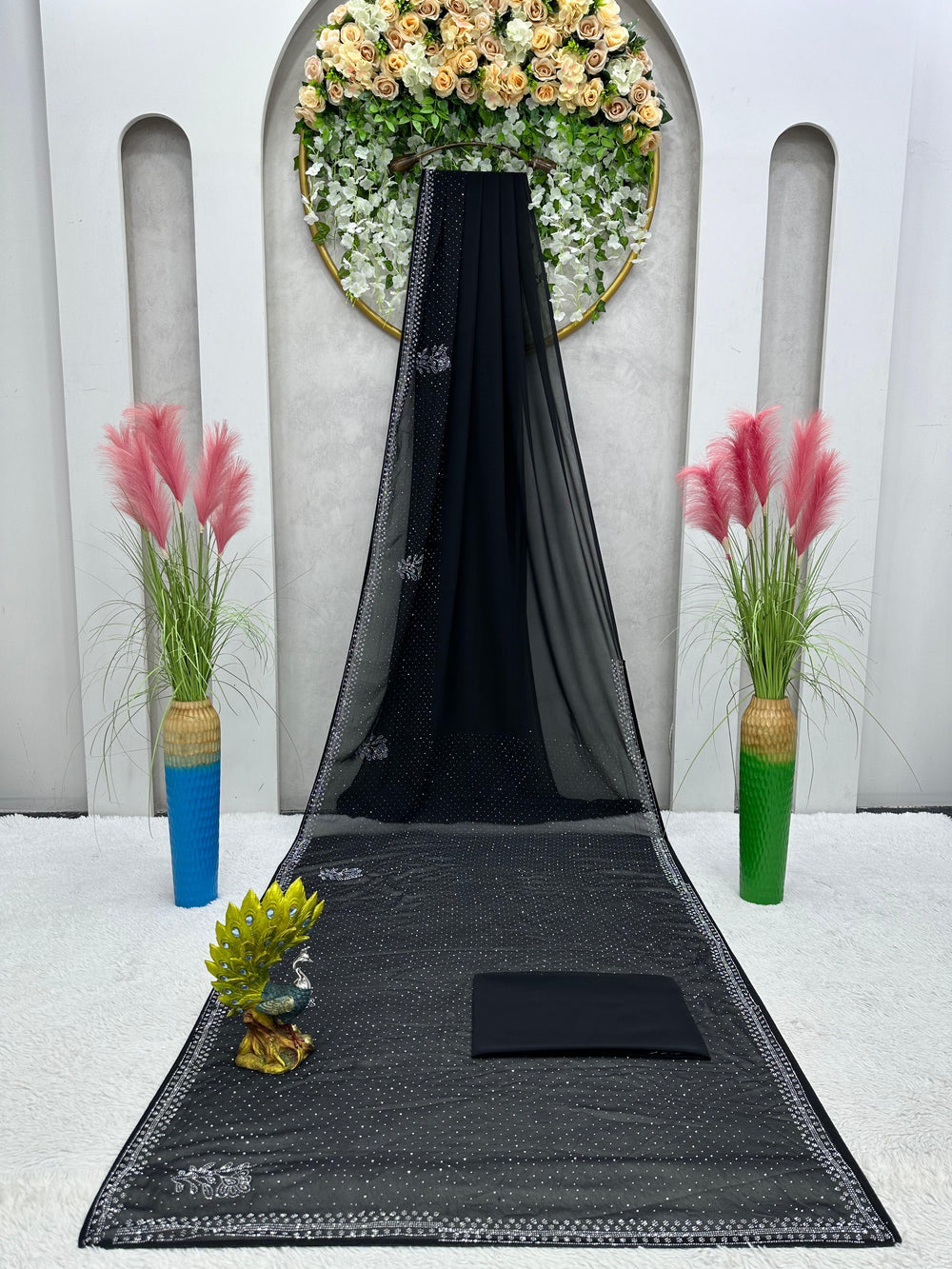 Premium Black Designer Saree With Sequin Work