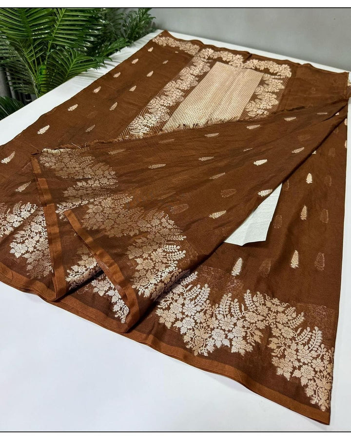 Premium Brown Colour Warm Silk Saree