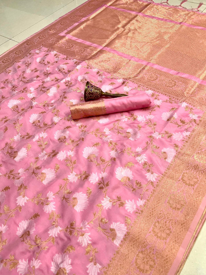 Premium Light Pink Katan Silk Saree