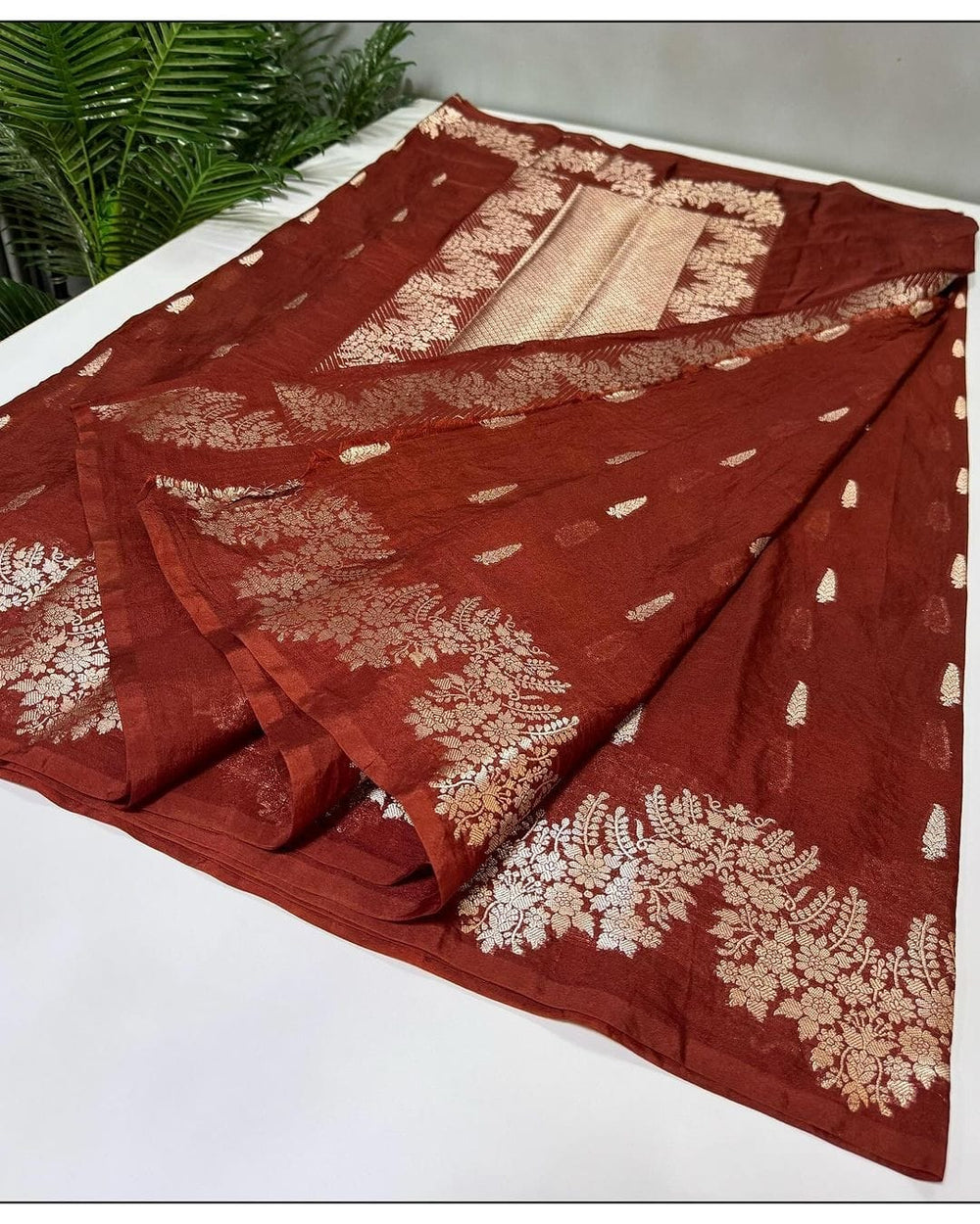 Premium Rust Coffee Shade Warm Silk Saree