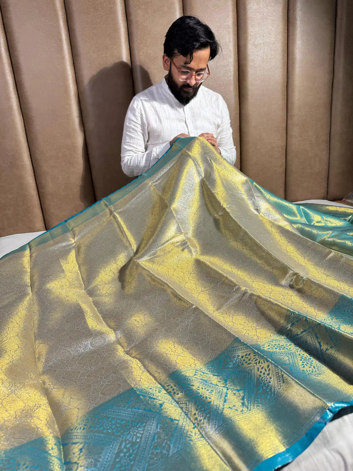Premium Tissue Silk Saree with Rich Pallu and Blouse