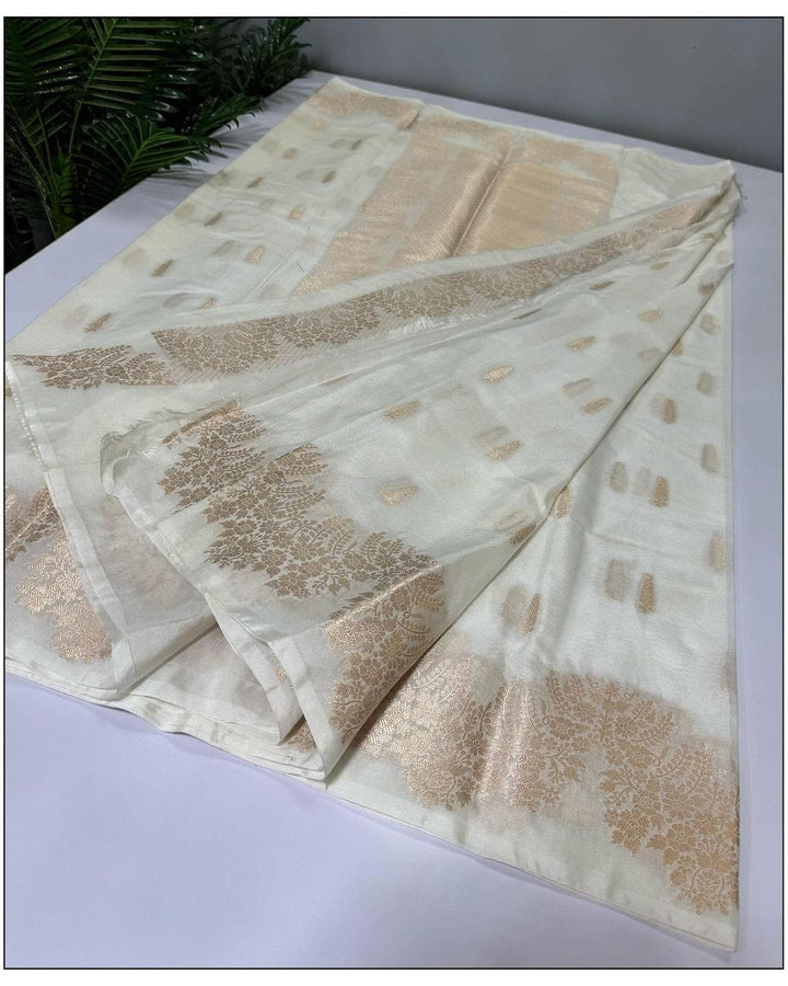 Premium Warm Silk Off White Shade Saree