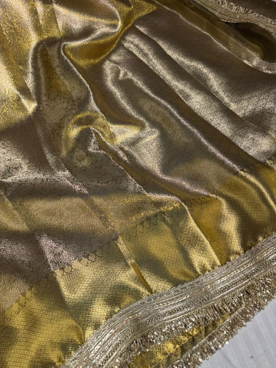 Premium banarasi tissue silk saree with heavy lacework and rich pallu