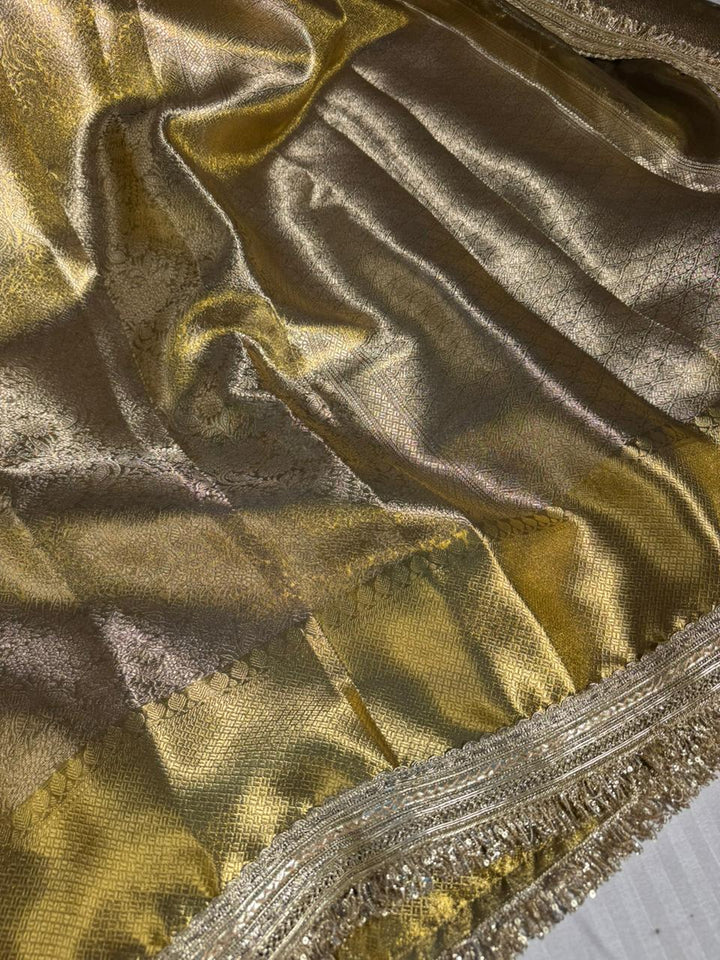 Premium banarasi tissue silk saree with heavy lacework and rich pallu