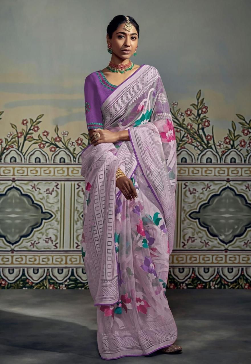 Premium Designer Organza Silk Saree with Handwork Blouse