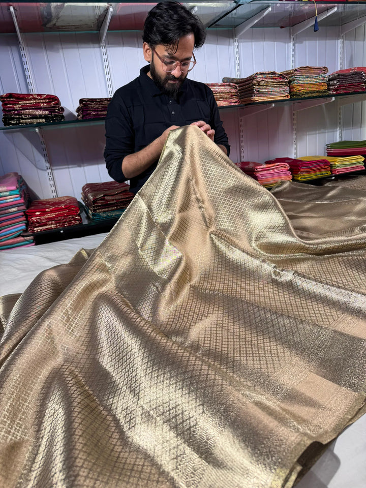 Premium tissue silk saree with soft zari and rich pallu