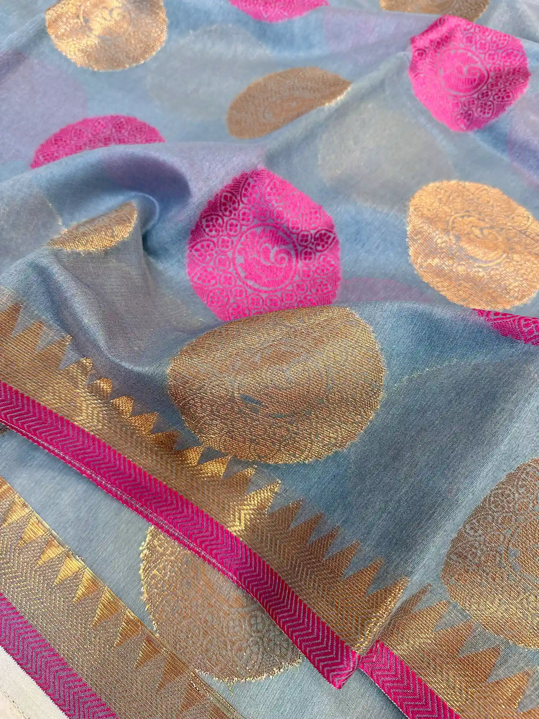 Pretty Gray Colour Soft Cotton Silk Banarasi Saree