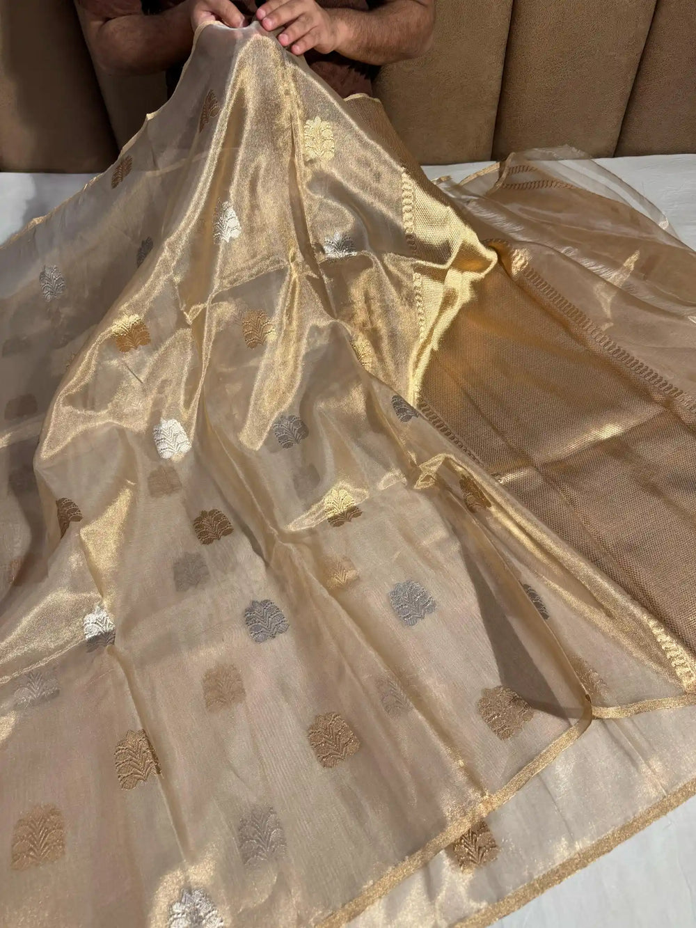 Pure Handloom Kadhua Tissue Silk Saree with Rich Pallu and Blouse