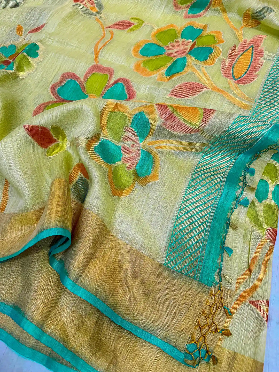 Pure Matka Silk Hand Dyed Banarasi Saree