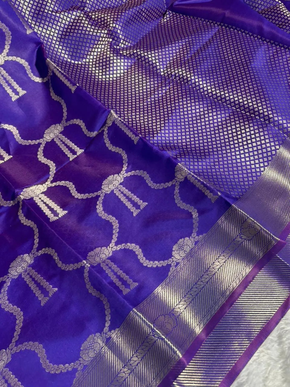 Purple Banarasi Soft Semi Katan Silk Saree with Rich Pallu and blouse