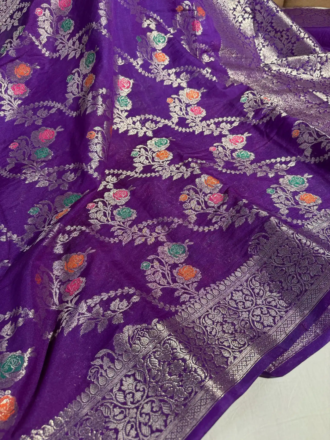 Purple Banarasi Warm Silk Saree with Meenakari Jaal Work and Rich Pallu