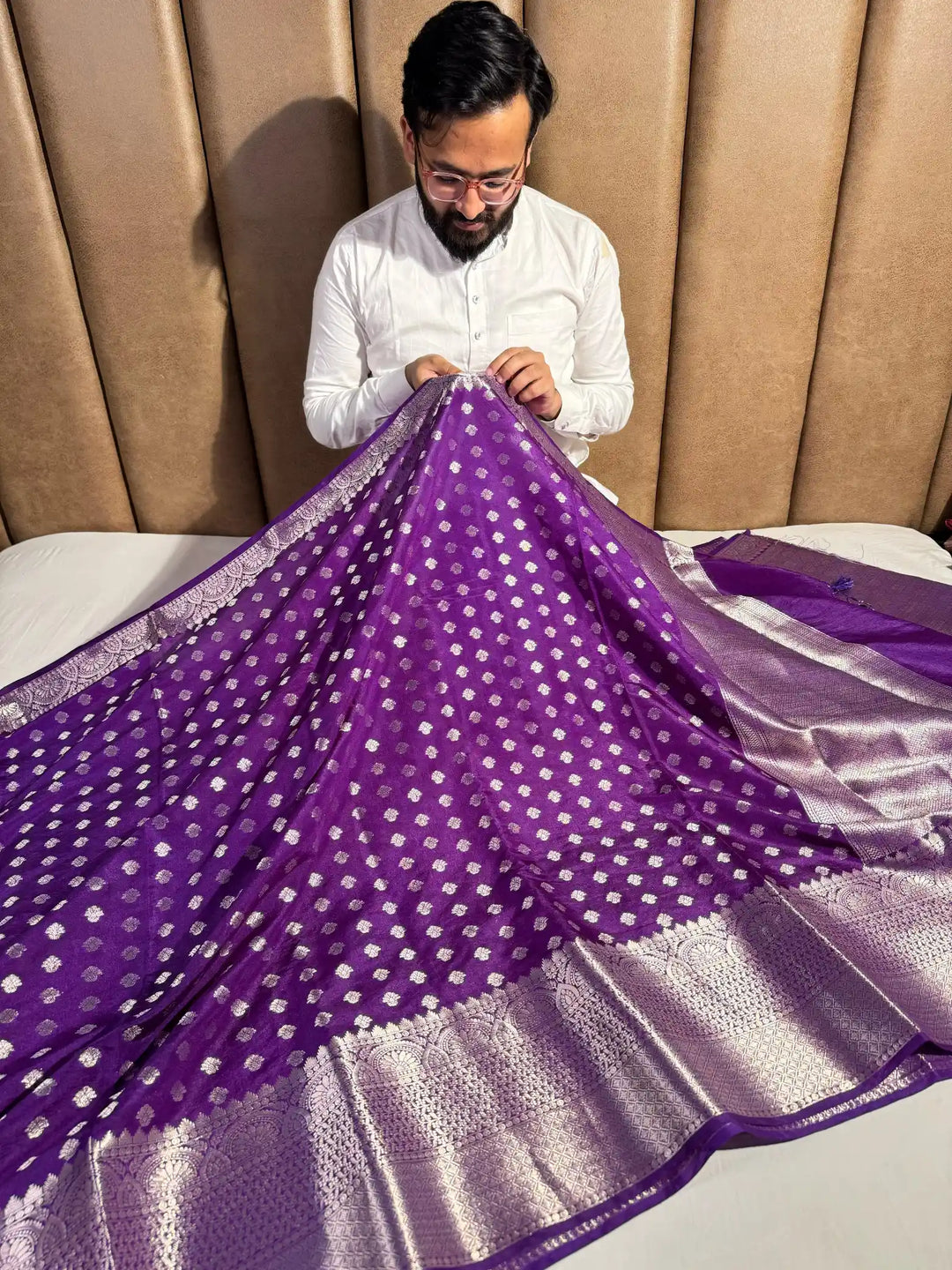 Purple Banarasi Warm Silk Saree with Rich Pallu and Blouse 