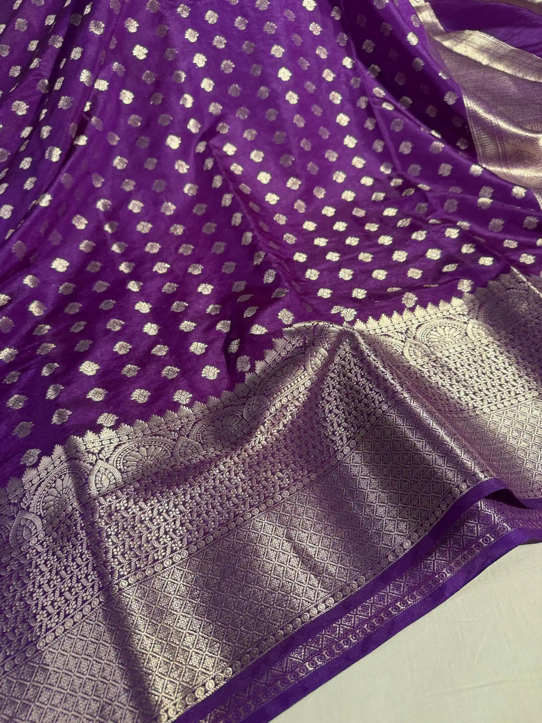 Purple Banarasi Warm Silk Saree with Rich Pallu and Blouse 