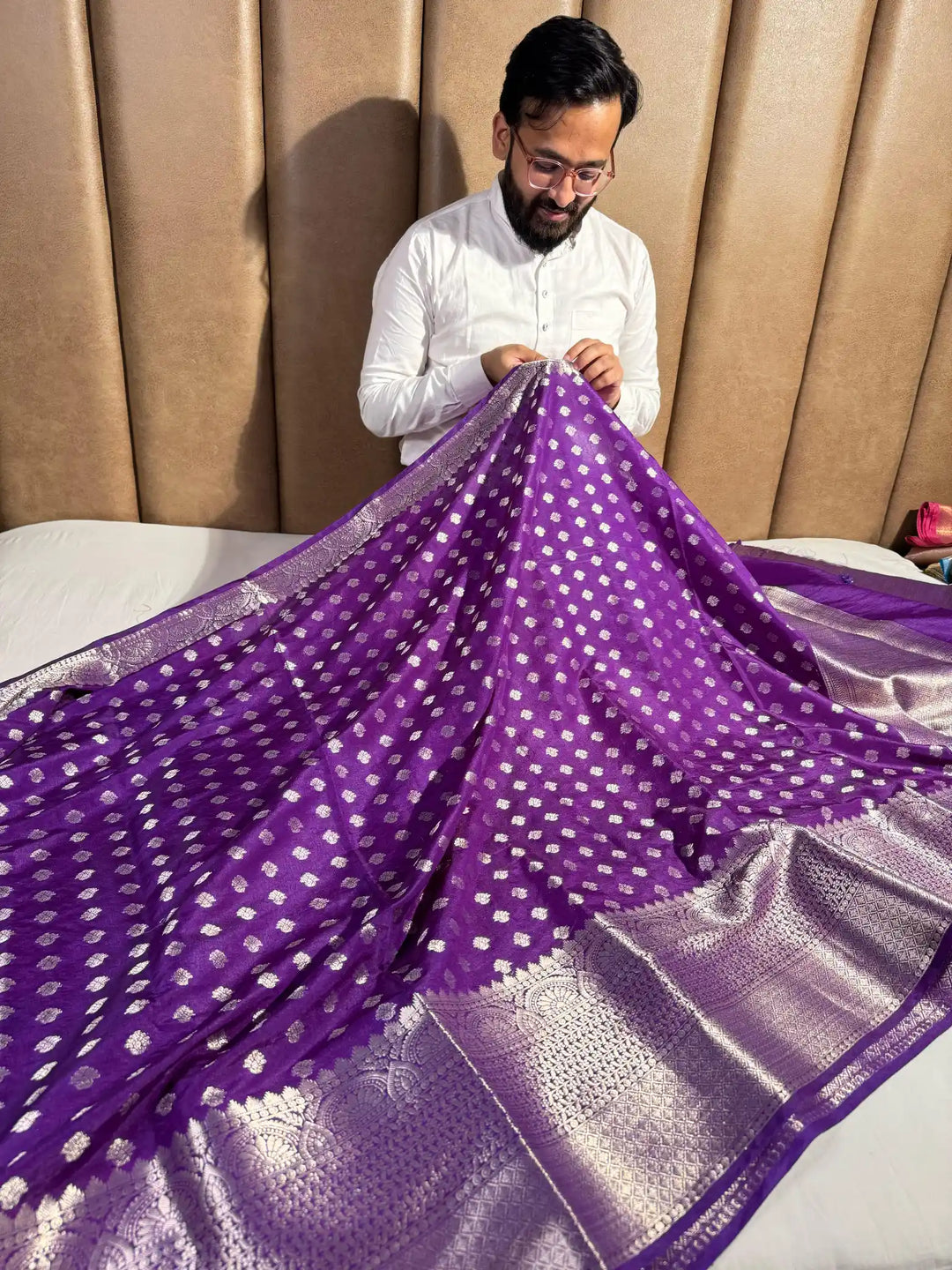 Purple Banarasi Warm Silk Saree with Rich Pallu and Blouse 