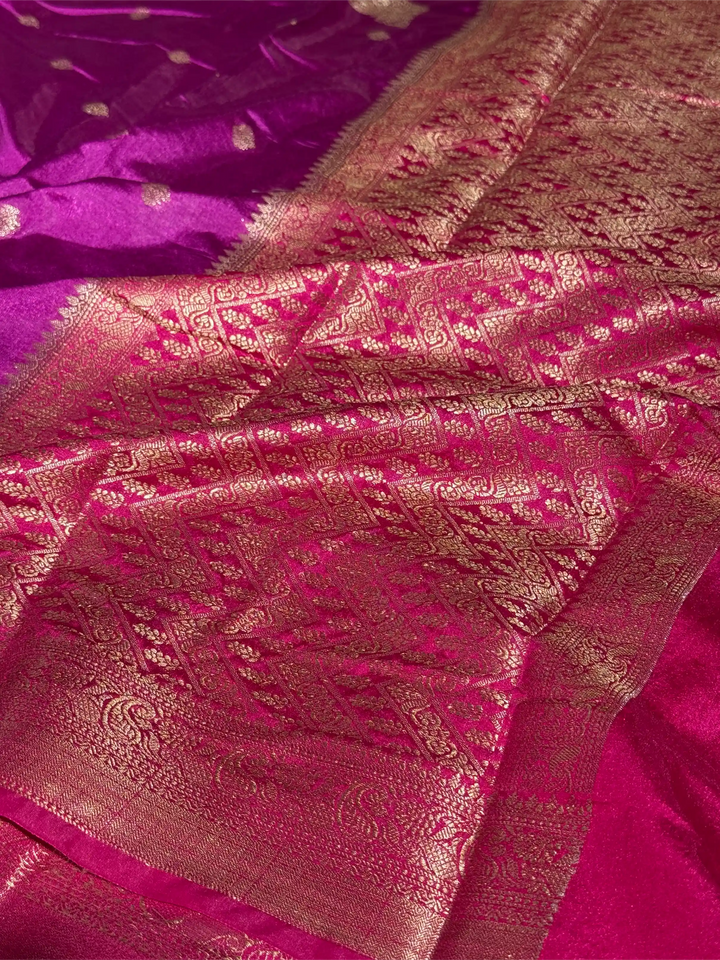 Purple Chiniya Silk Traditional Banarasi Saree