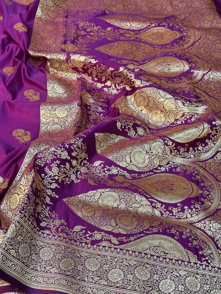 Purple Exclusive Satin Silk traditional Banarasi saree
