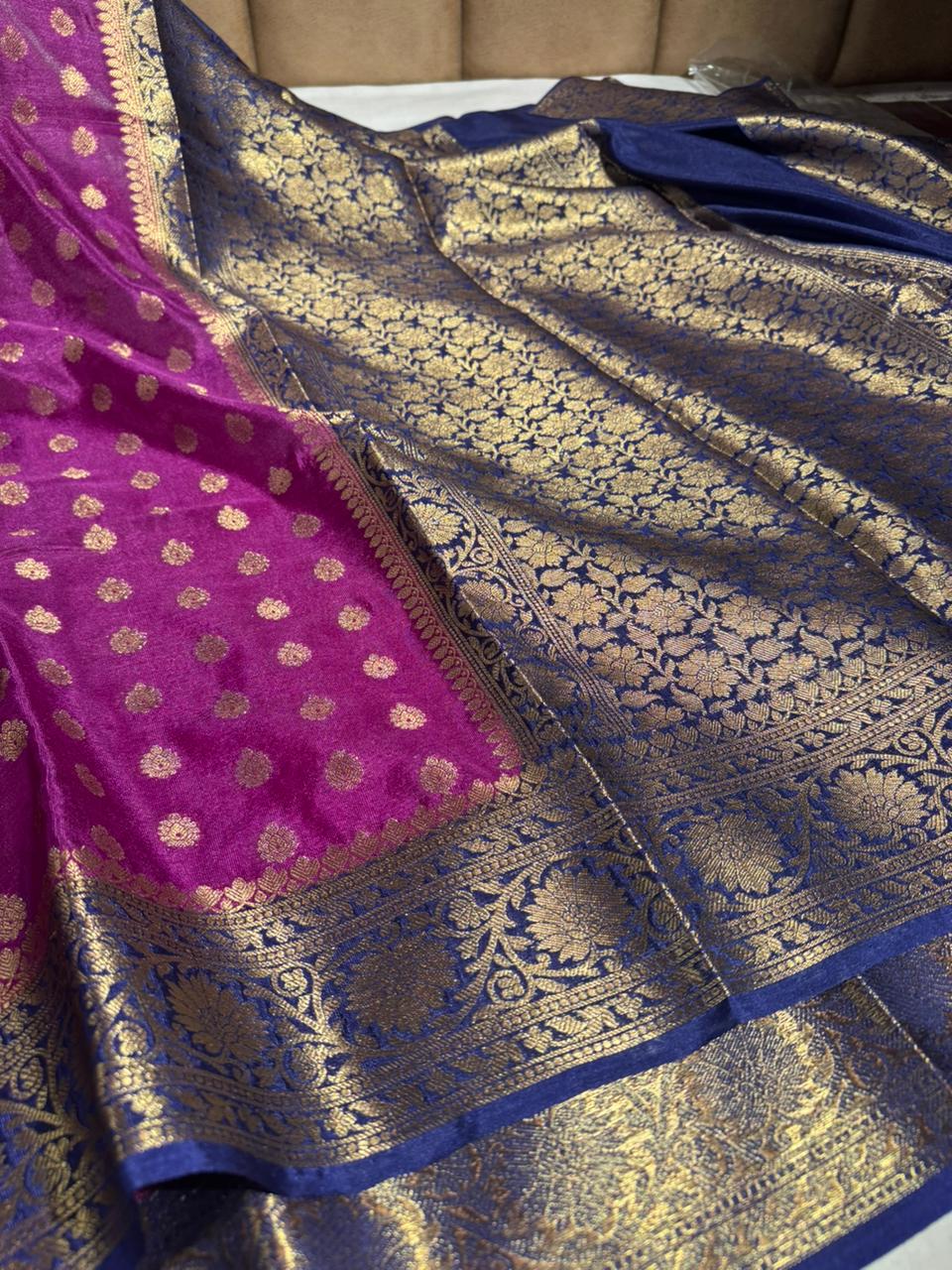 Purple Georgette Silk Zari Buti Banarasi saree