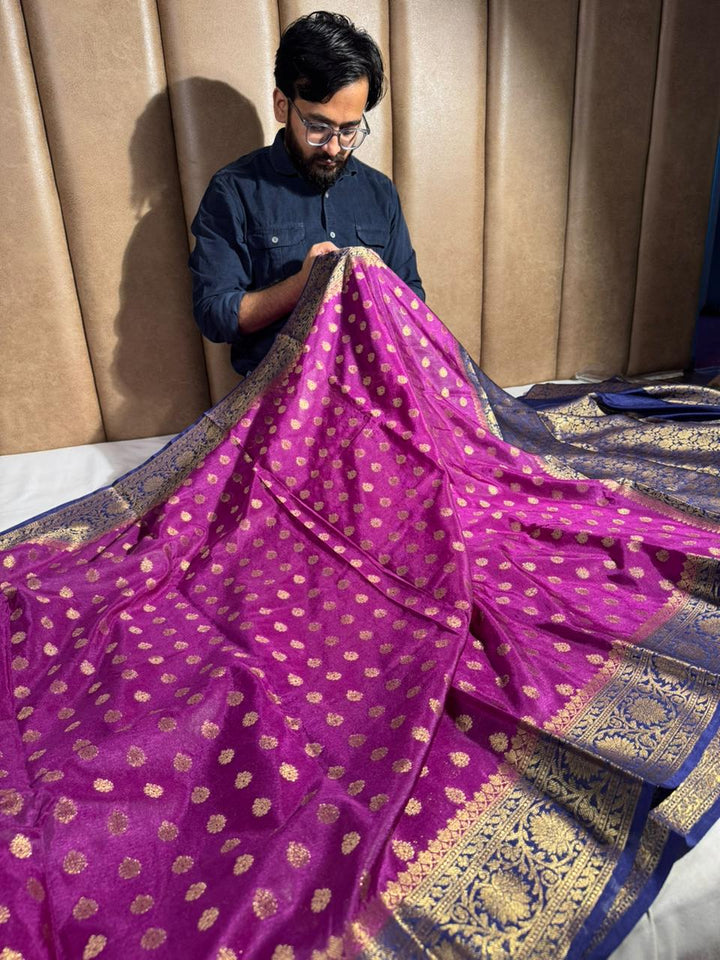 Purple Georgette Silk Zari Buti Banarasi saree