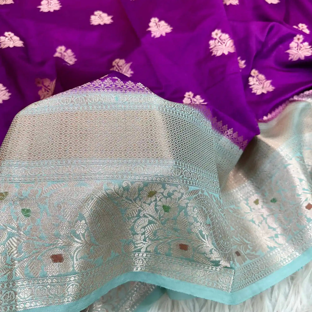 Purple Shade Chinia Silk Banarasi Saree