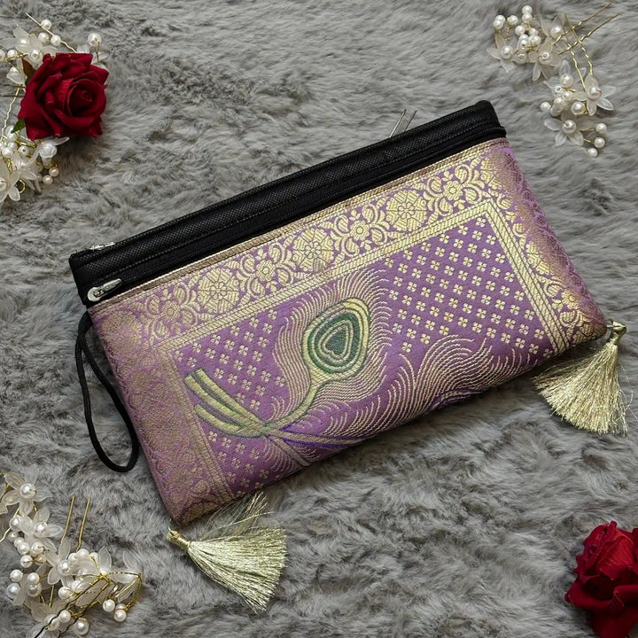 Lavender Shade Handmade Banarasi Women Wallet