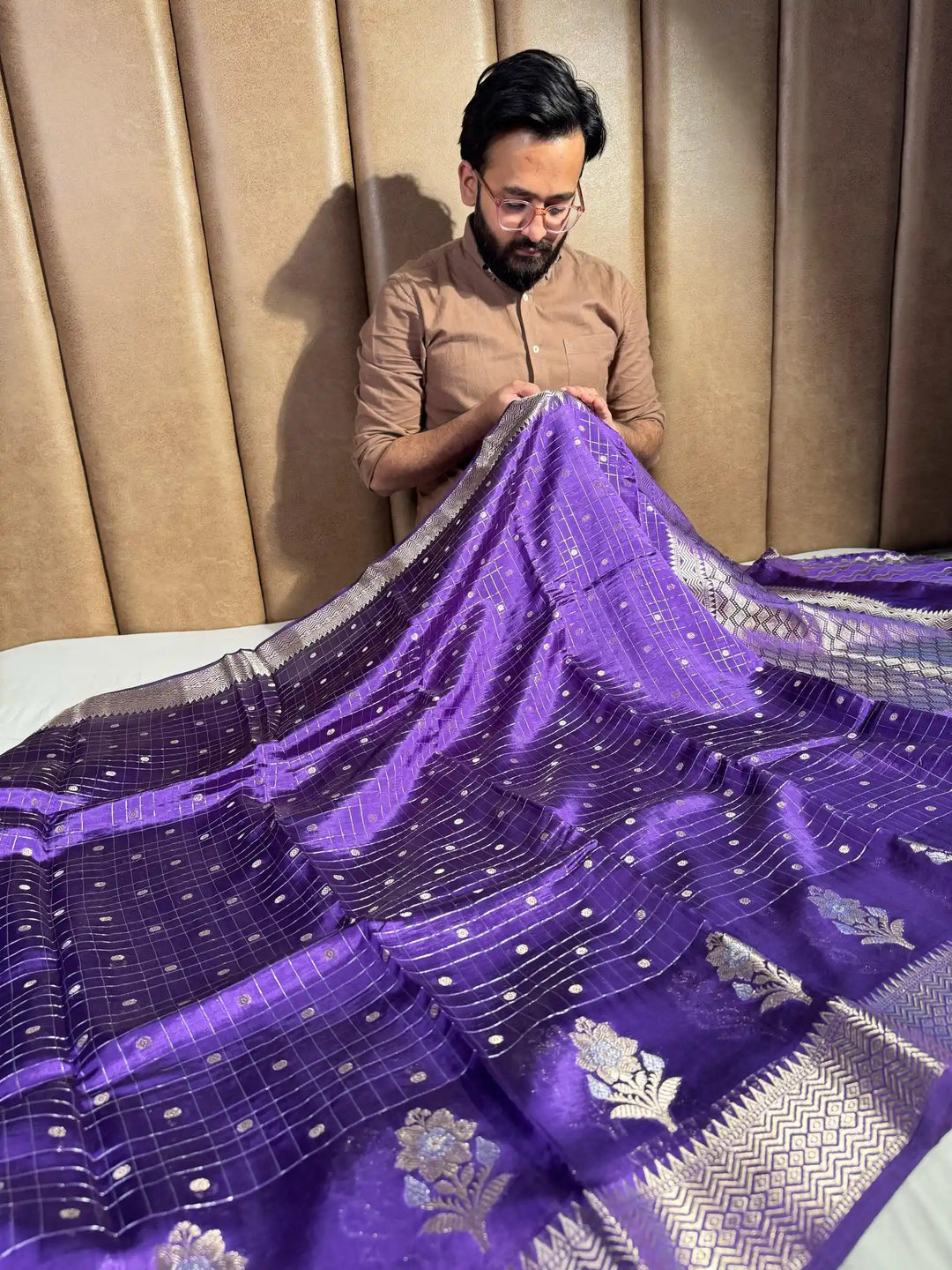 Purple Shade Mango Silk Banarasi Saree