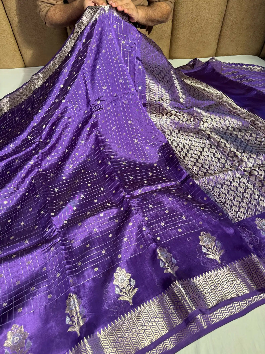 Purple Shade Mango Silk Banarasi Saree