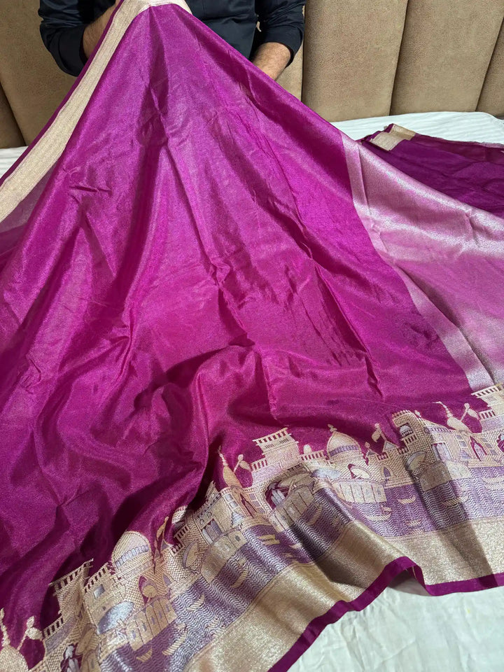 Purple Soft banarasi georgette silk saree