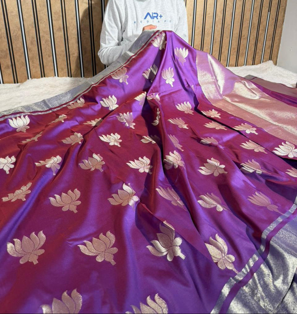 Purple Softsilk Traditional Weave Banarasi Saree