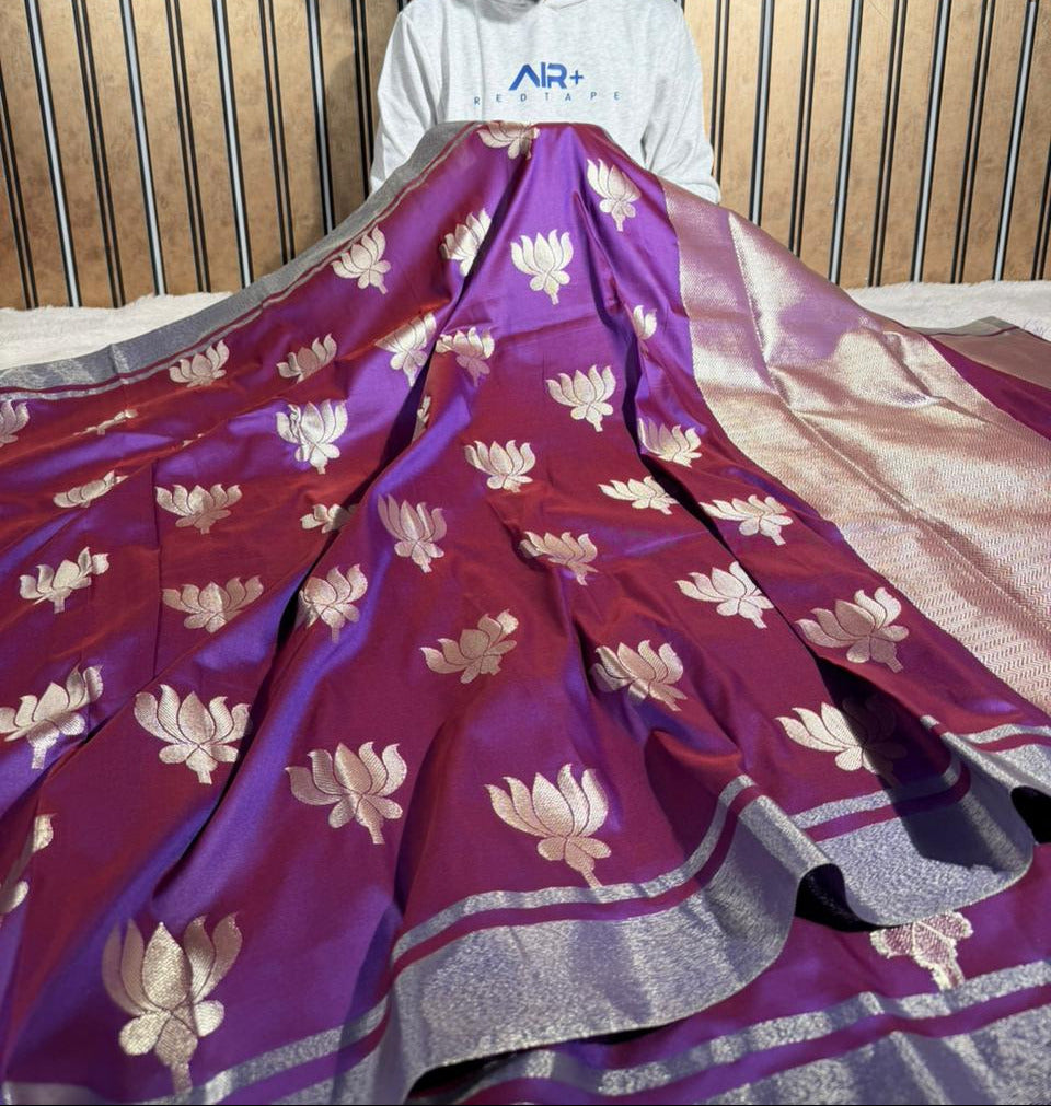 Purple Softsilk Traditional Weave Banarasi Saree