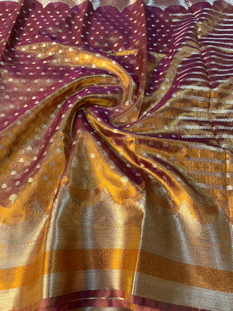 Purple Tissue Silk Contemporary Heritage Weave Banarasi Saree