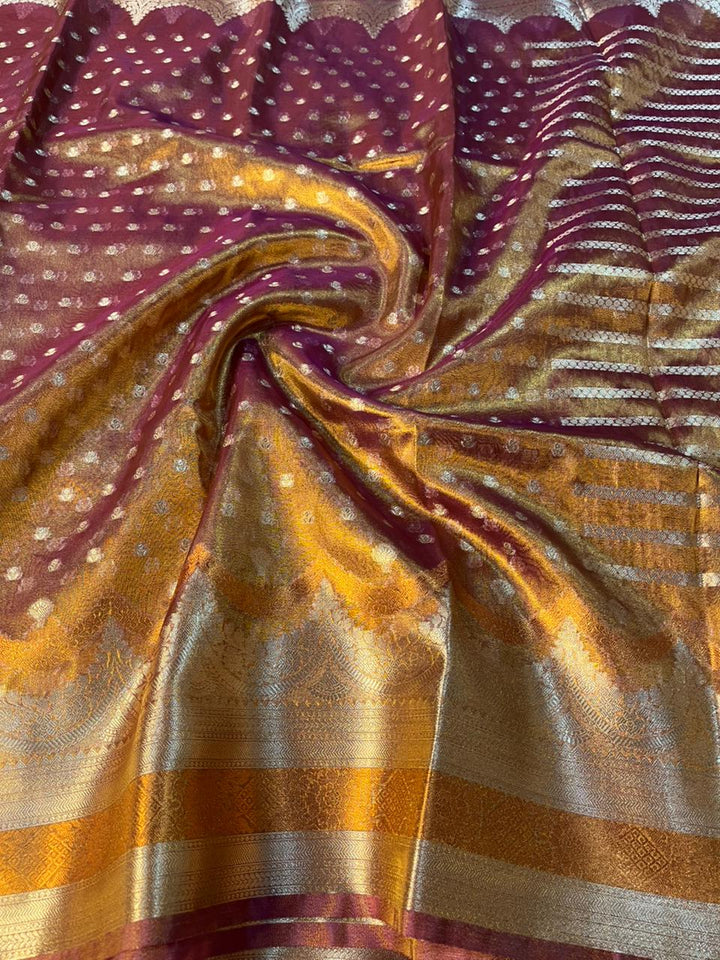 Purple Tissue Silk Contemporary Heritage Weave Banarasi Saree