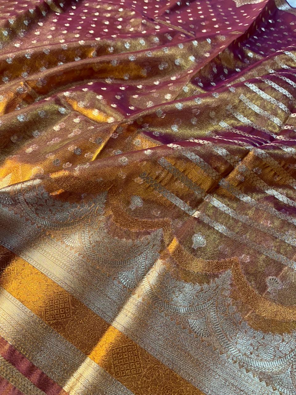 Purple Tissue Silk Contemporary Heritage Weave Banarasi Saree